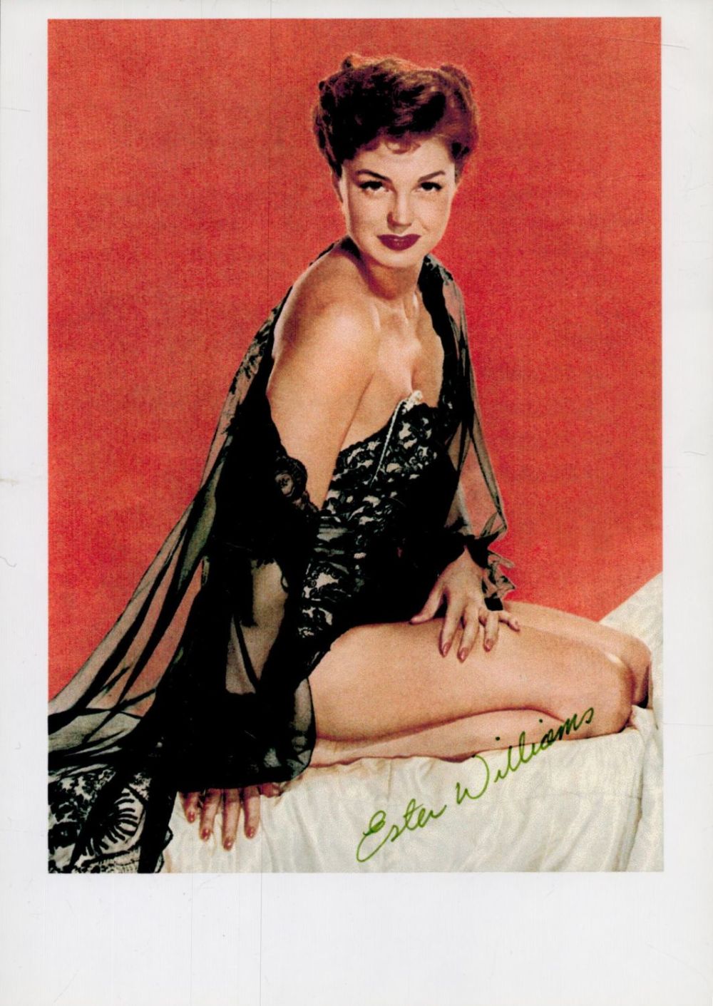 Lot 489: Esther Williams signed 8x6 inch colour photo. Good...