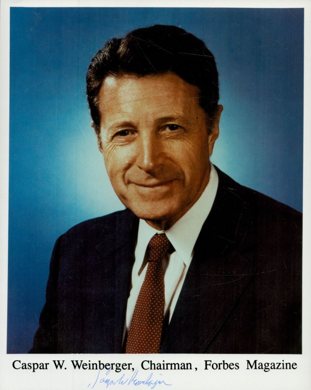 Lot 492: Casper Weinberger signed 10x8 inch colour promo photo....