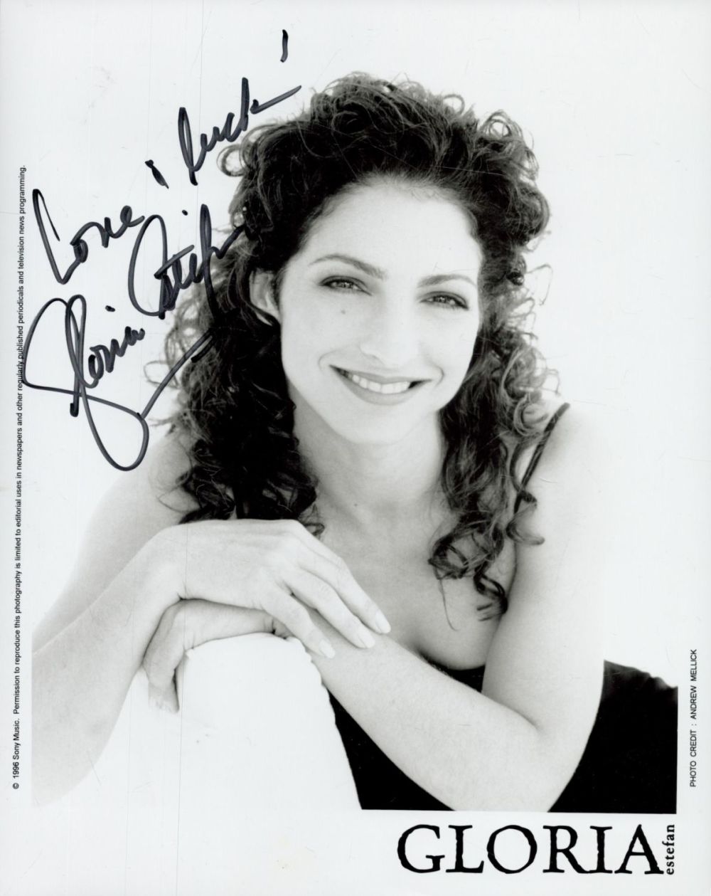 Lot 493: Gloria Estefan signed 10x8 inch black and white...