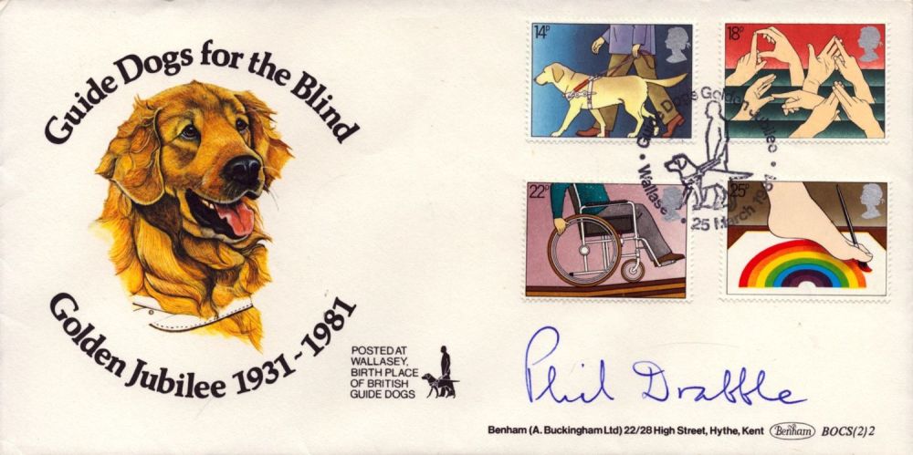 Lot 682: Phil Drabble signed Guide Dogs FDC. 25/3/81 Wallasey...