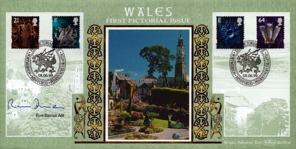 Lot 700: Ron Davies signed Wales First pictorial issue FDC....