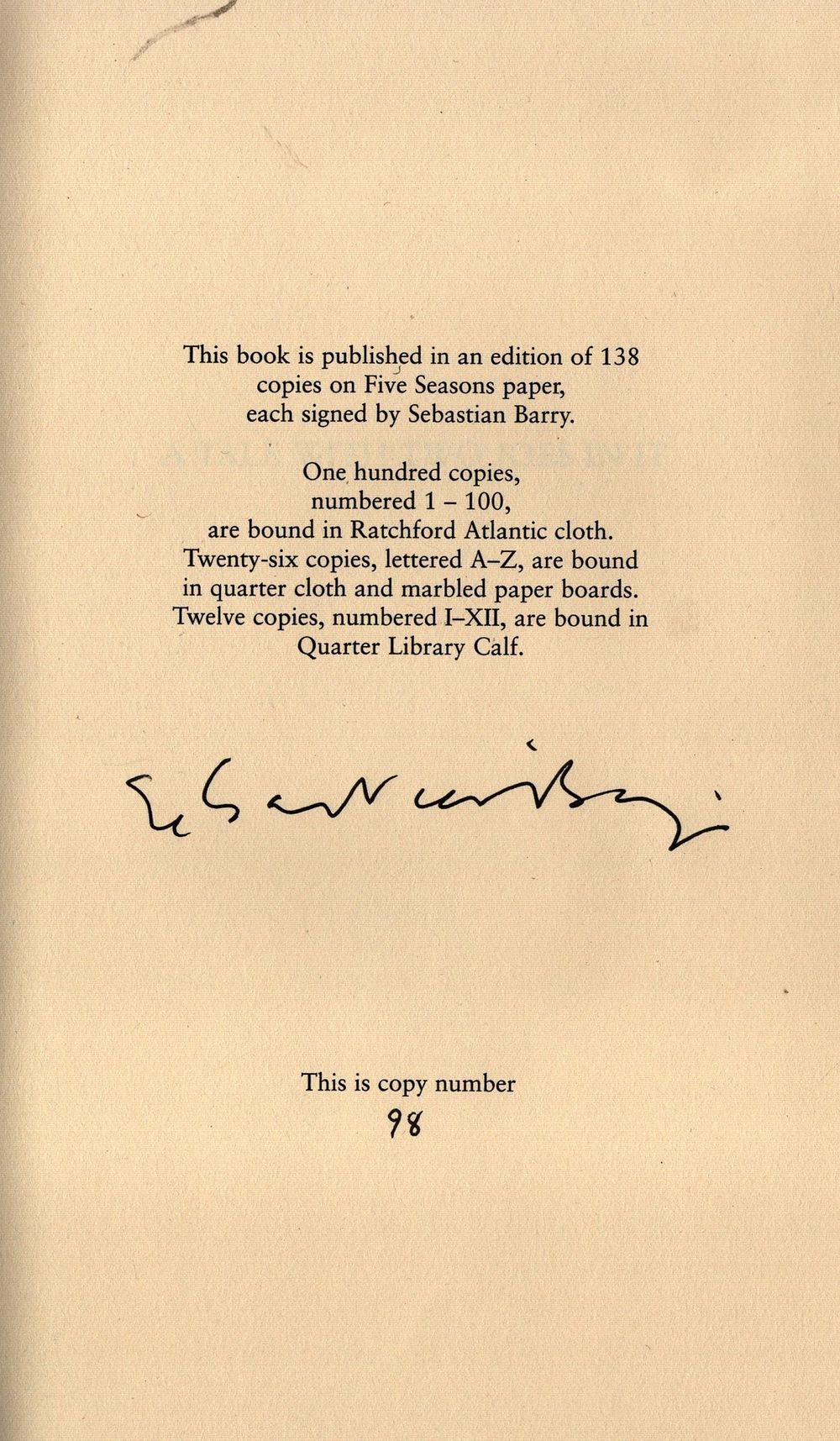 Lot 264: Sebastian Barry A tale with two Joes in...