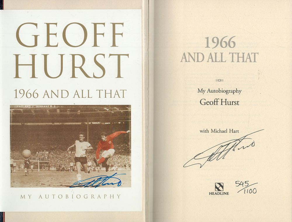 Lot 52: Geoff Hurst signed Ltd Edition 545/100 hard back...