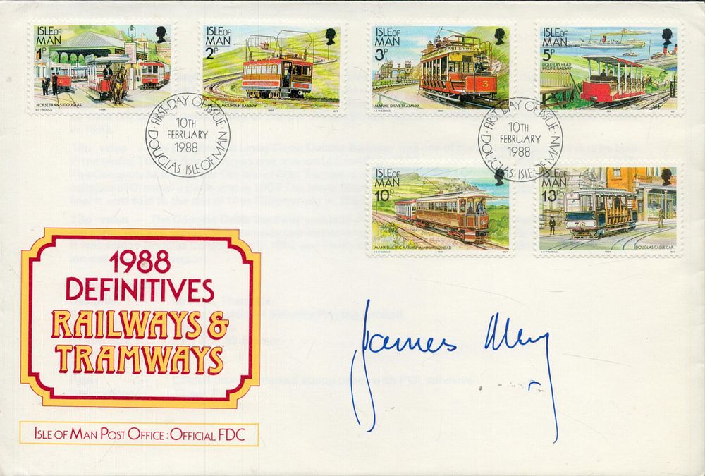 Lot 209: James May signed Railways and Tramways FDC. 10/2/88...