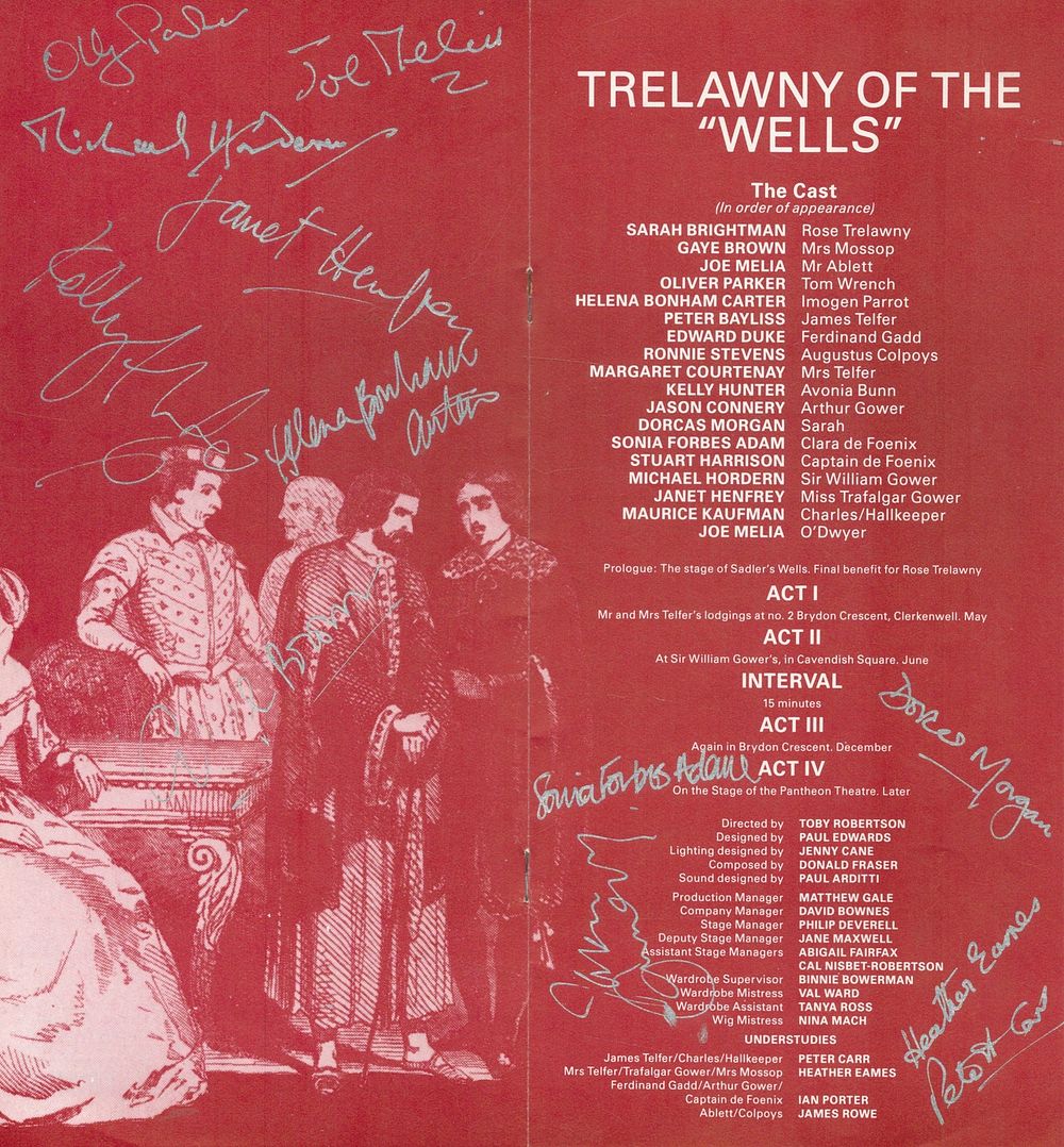 Lot 628: Brightman Bonham-Carter Hordern and more signed Theatre programme....
