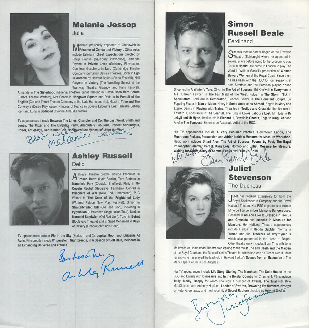 Lot 630: Glenister Stevenson Russell Beale and more signed Theatre...
