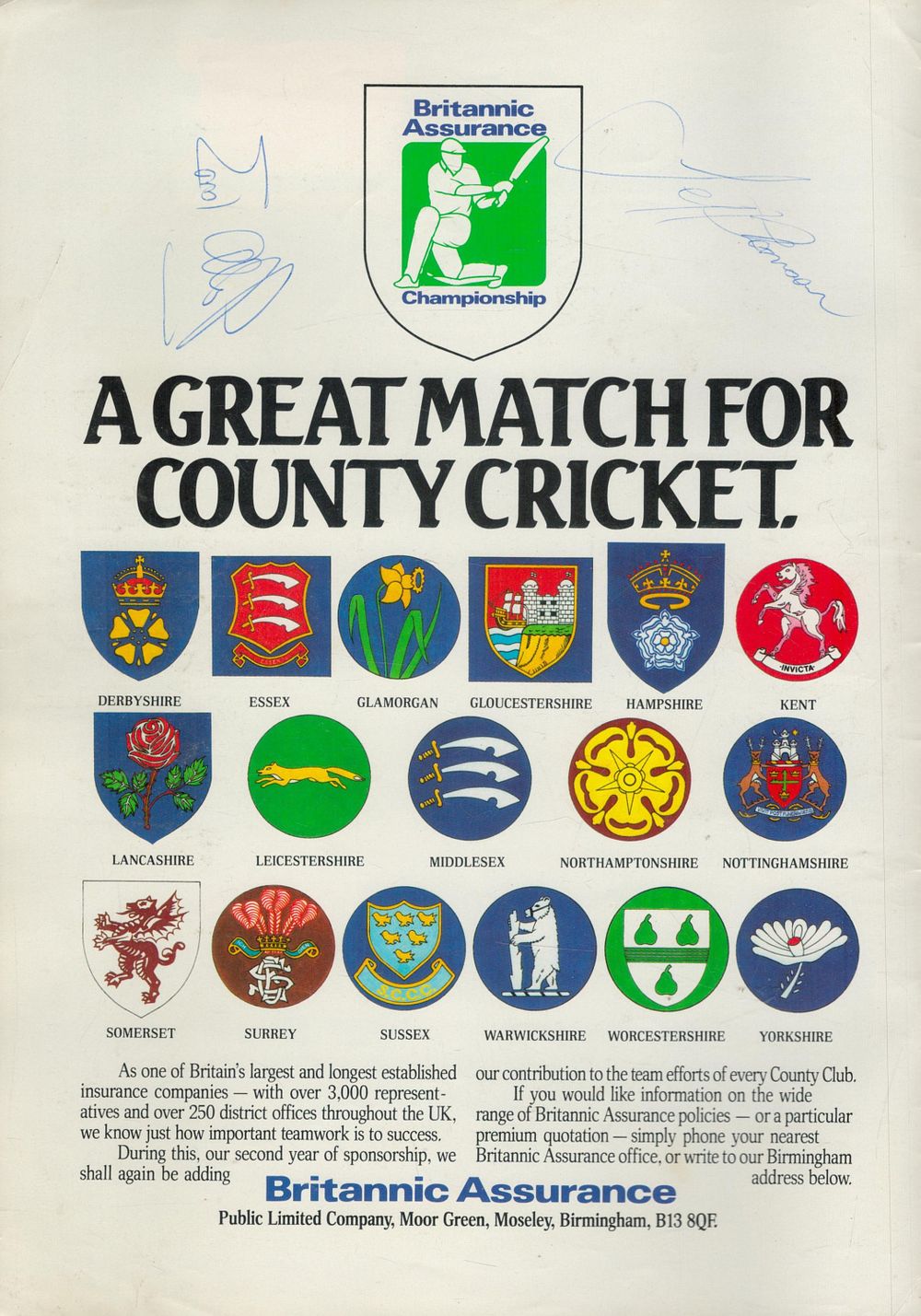 Lot 644: Ashes 1985 - Thomson Border Lawson Viv Richards...