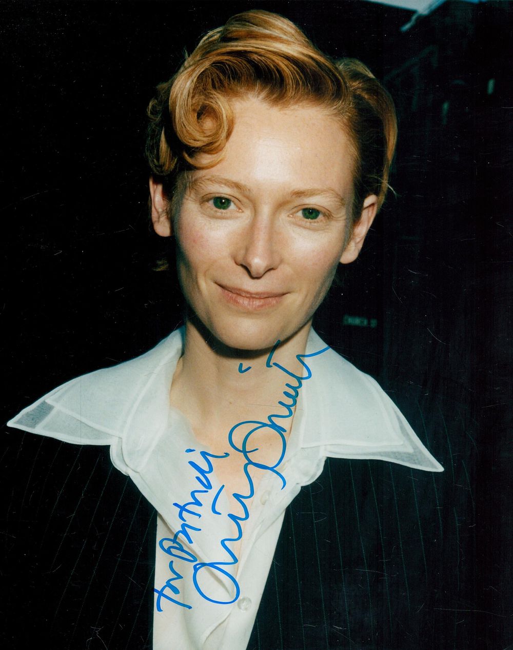 Lot 147: Tilda Swinton signed and dedicated 10x8 photo. A...