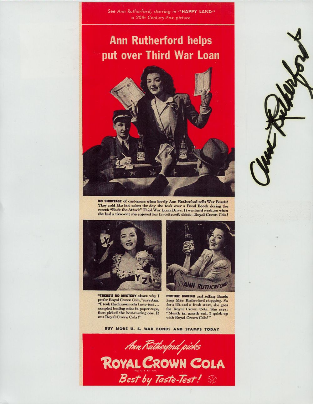 Lot 181: Ann Rutherford signed 12x8 inch colour photo. Good...