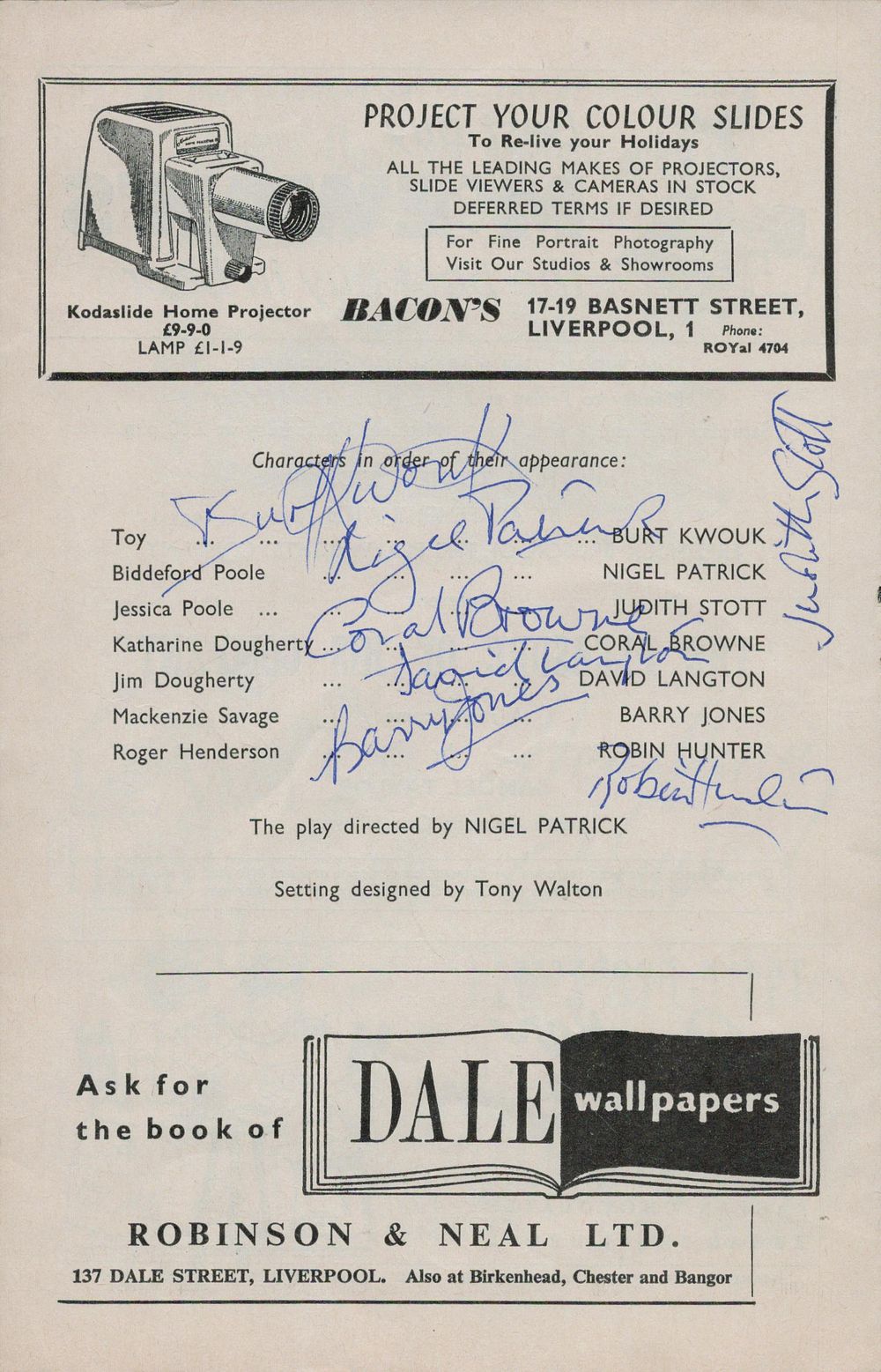 Lot 182: Burt Kwouk, Coral Browne and others signed programme...
