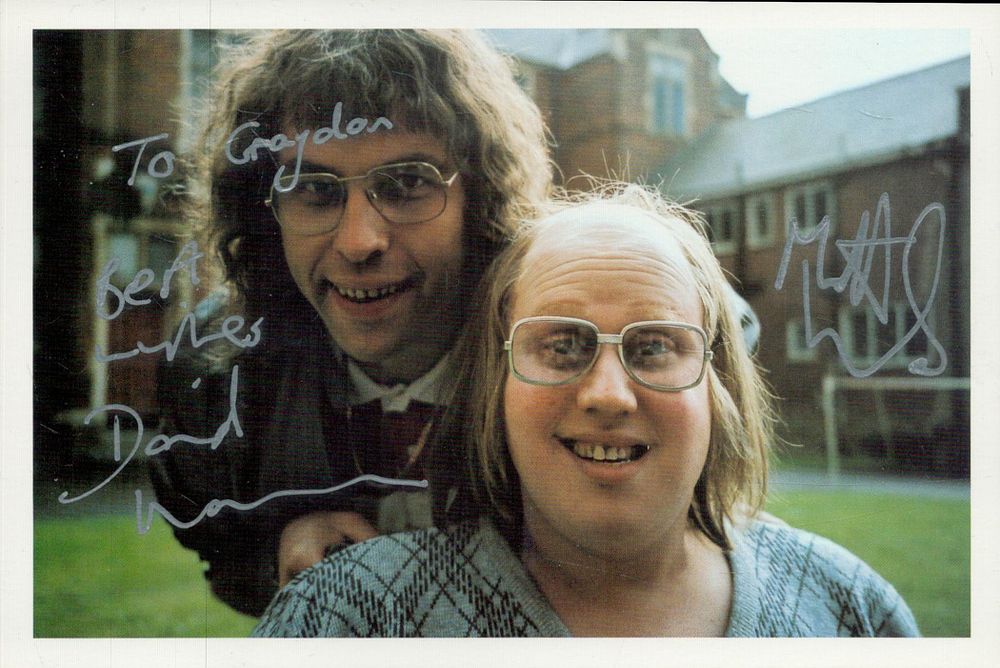 Lot 190: Matt Lucas and David Walliams signed 6x4 inch...