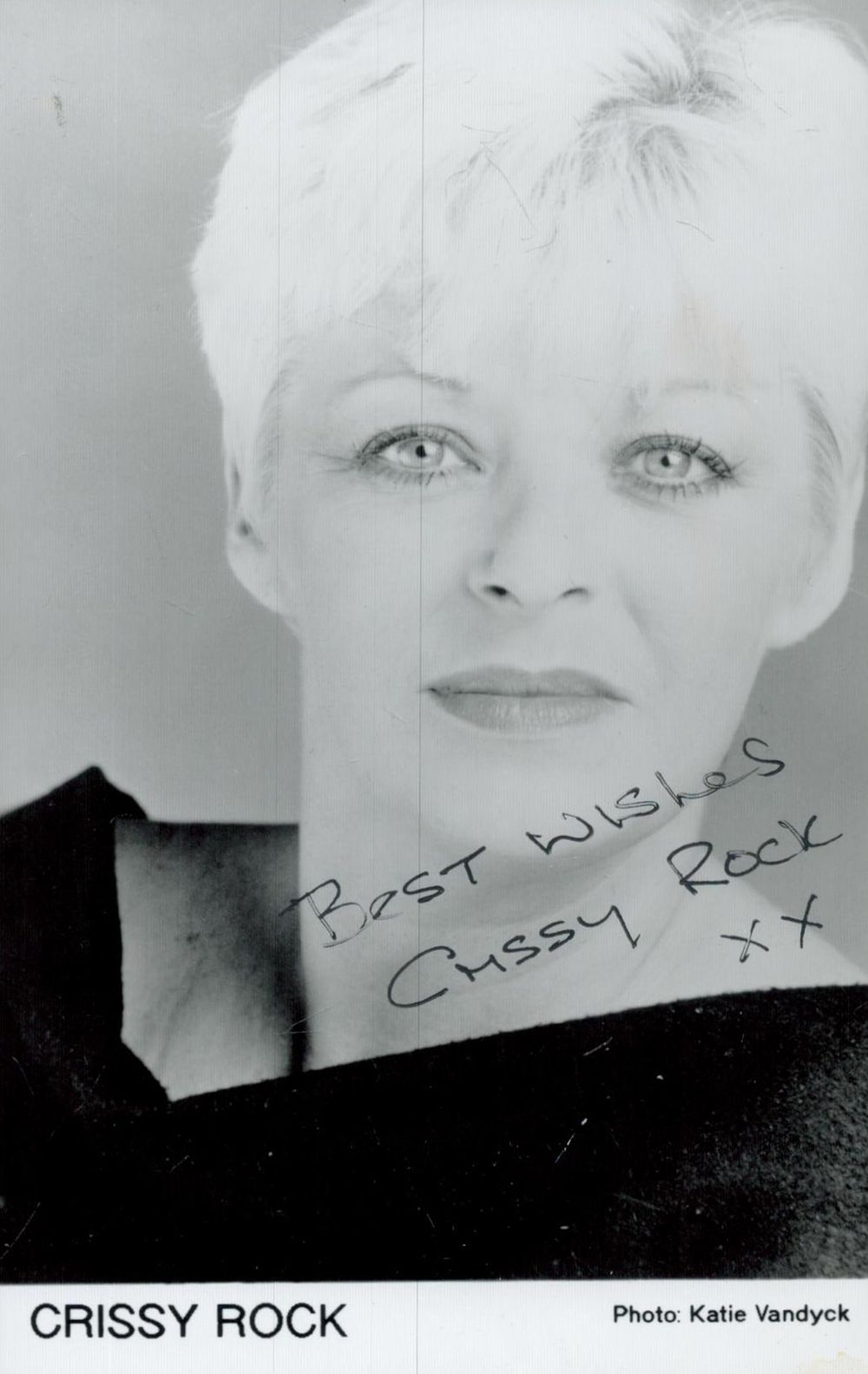 Lot 195: Crissy Rock signed 6x4 inch black and white...