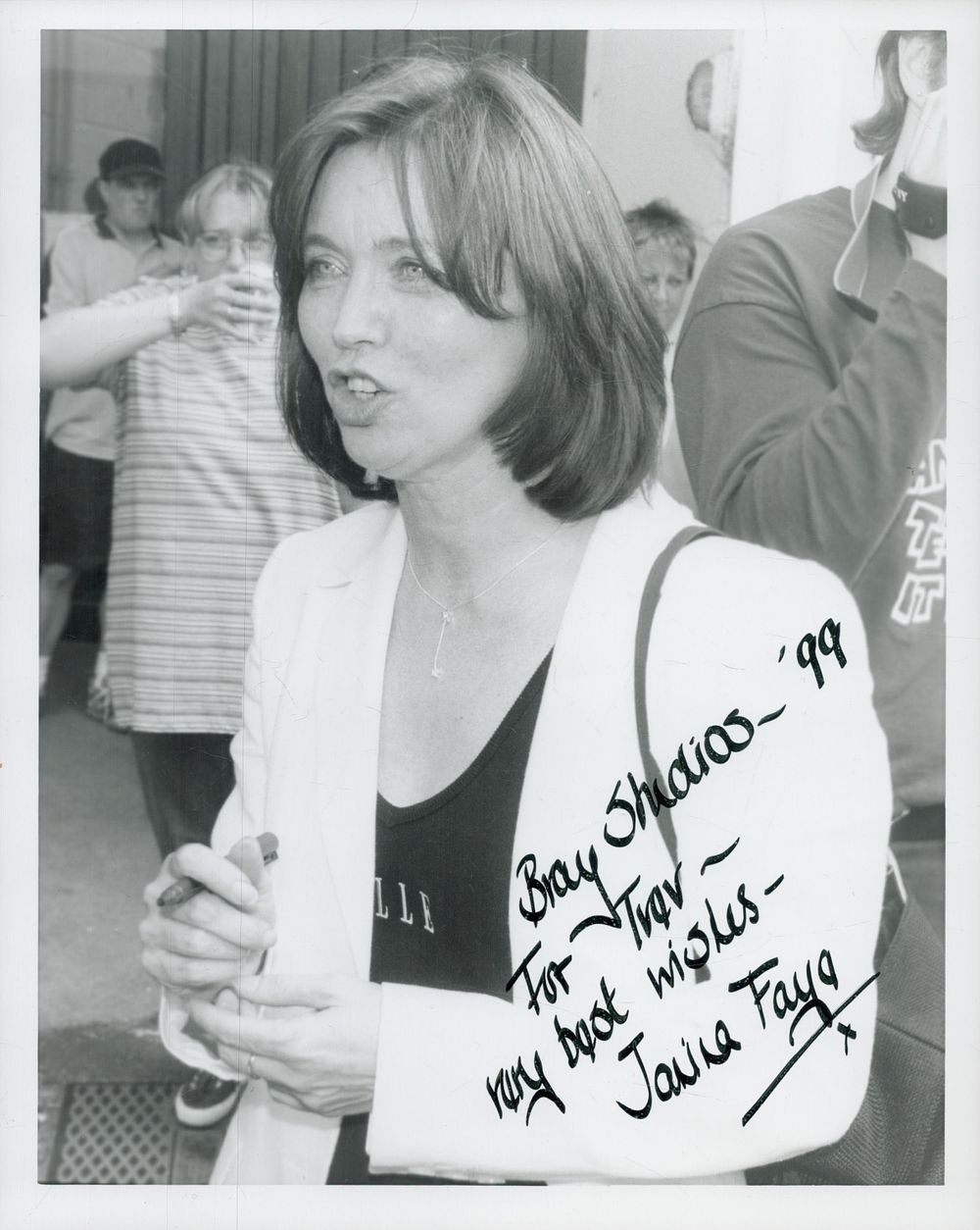 Lot 218: Janina Faye signed 10x8 inch black and white...