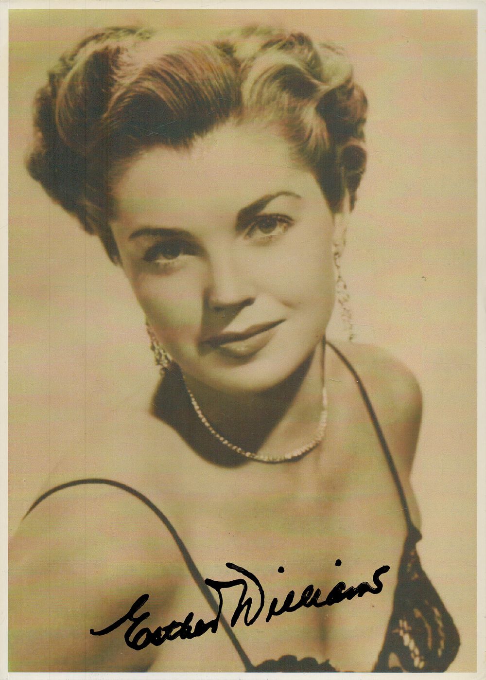 Lot 225: Esther Williams signed 12x8 inch vintage sepia photo....