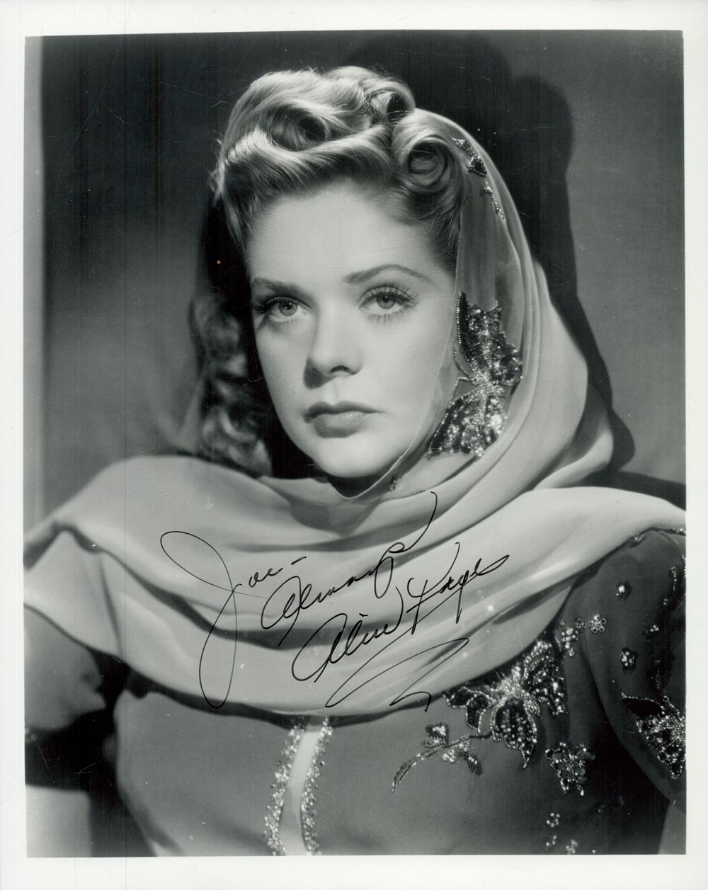 Lot 226: Alice Faye signed 10x8 inch black and white...