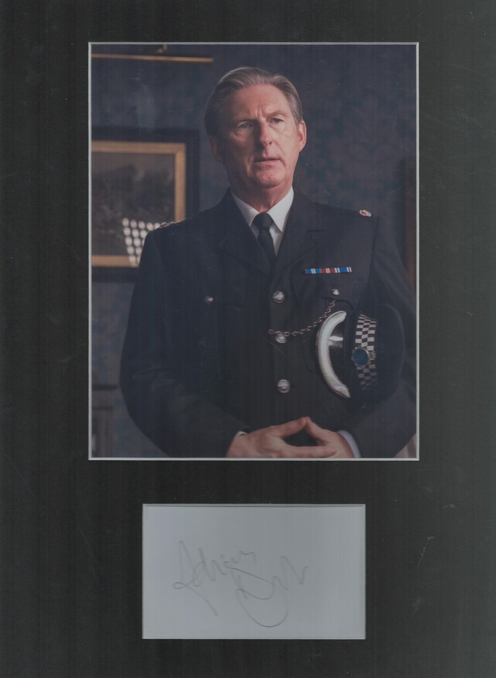 Lot 266: Adrian Dunbar framed signature piece with colour photo...