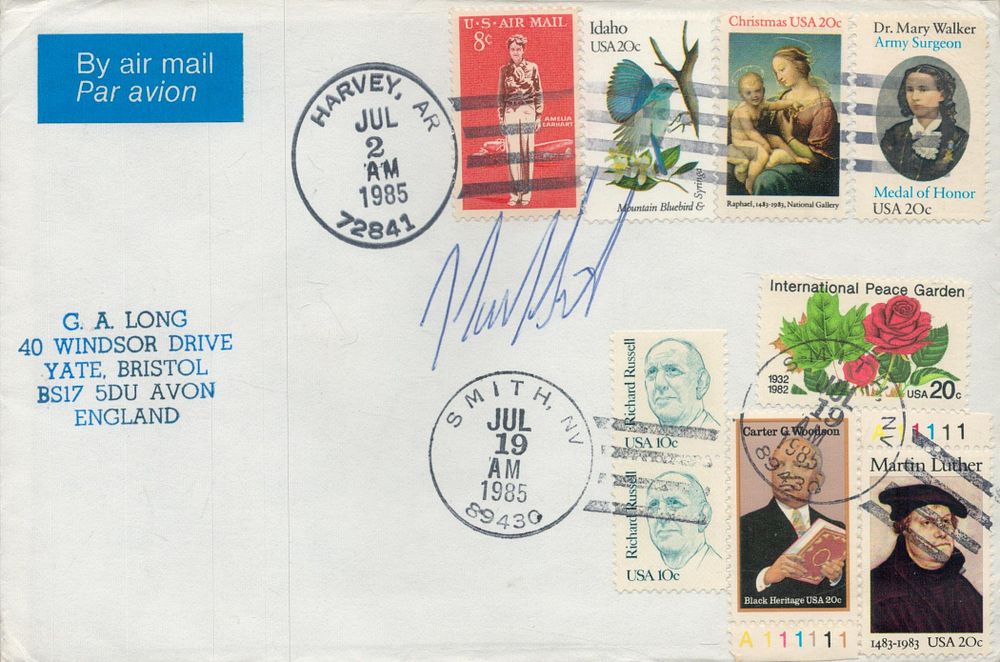 Lot 297: Harvey Smith signed USA cover. Mailed and franked...