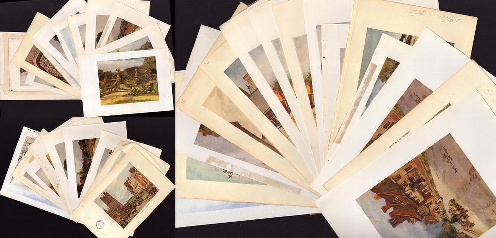 Lot 551: Landscape colour illustrations, similar era as Vanity fair...