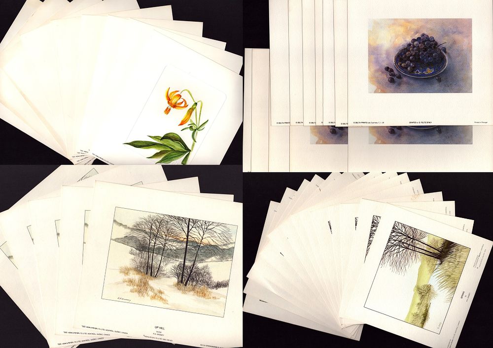Lot 552: Assorted colour illustrations of fruit and woodland scene....