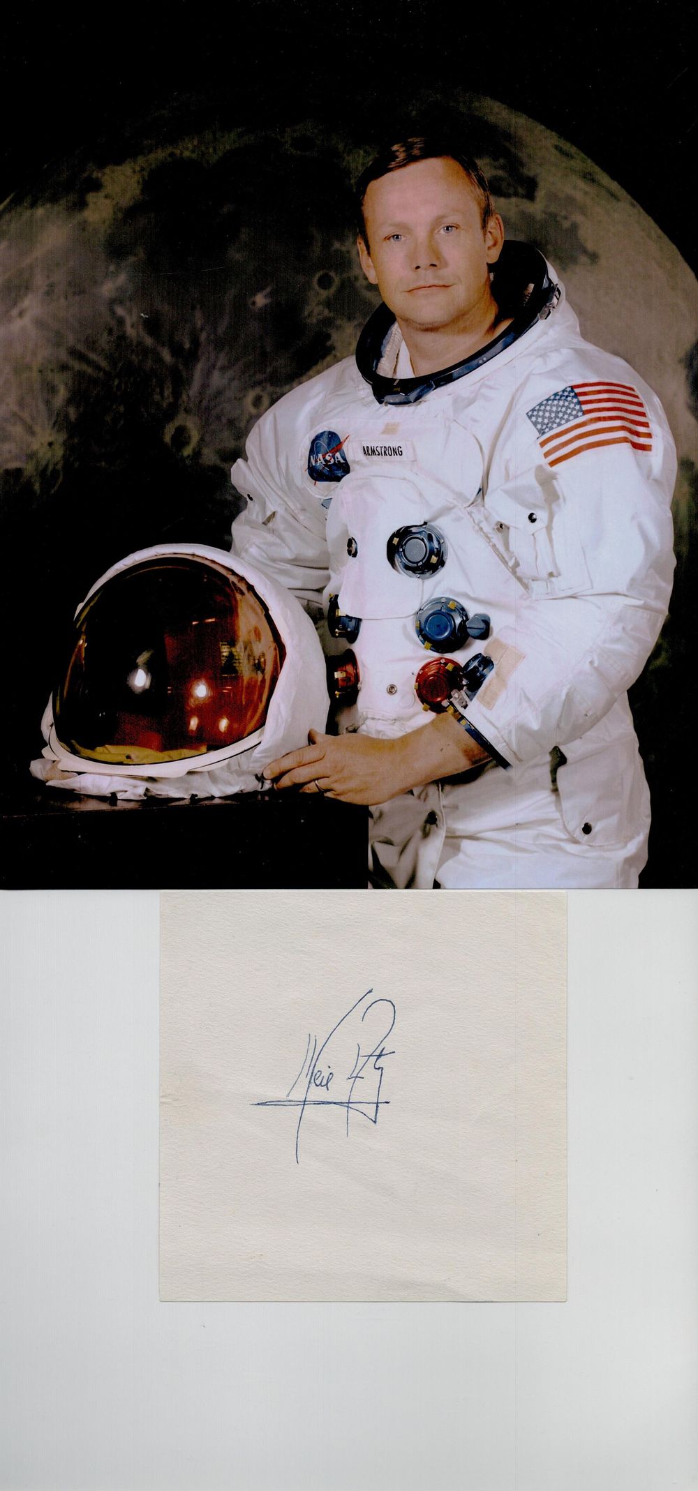 Lot 582: Neil Armstrong signed 5x4 inch white page and...