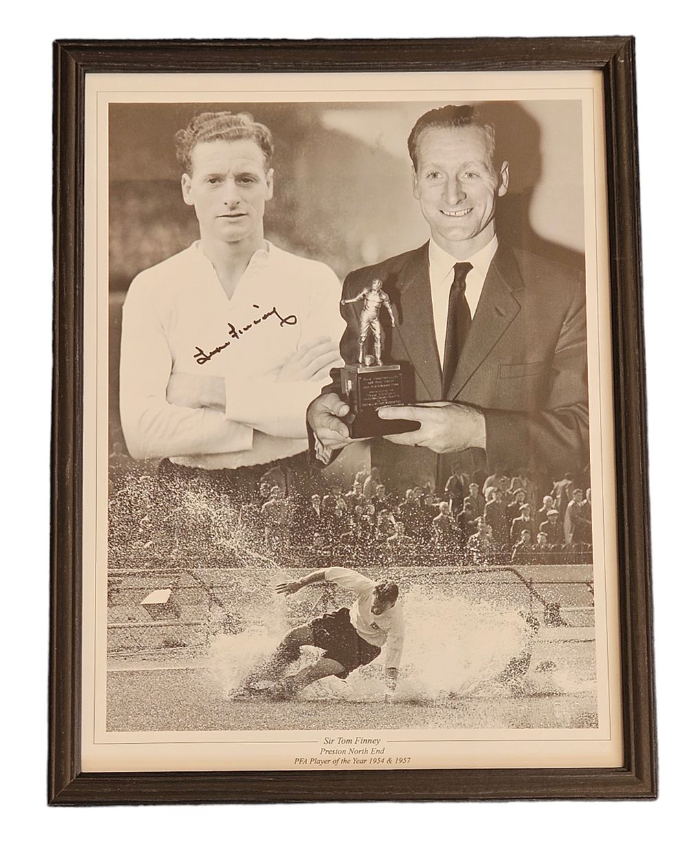 Lot 584: Football Legend Sir Tom Finney Signed 16x12 Black...