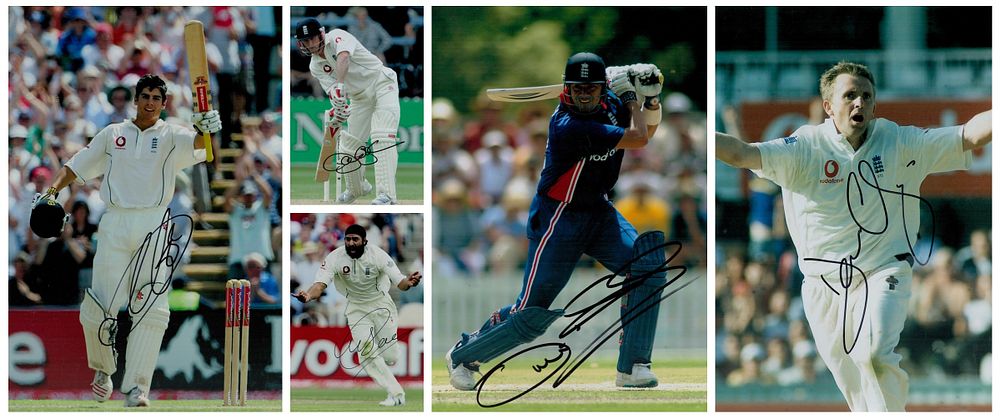 Lot 597: Cricket Collection of 5 signed Colour Photo s...