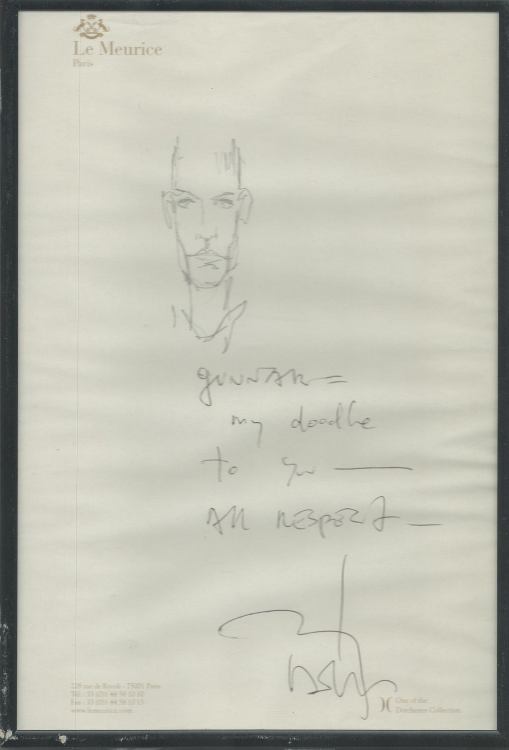 Lot 605: Actor Johnny Depp Signed and Inscribed Doodle Drawing...
