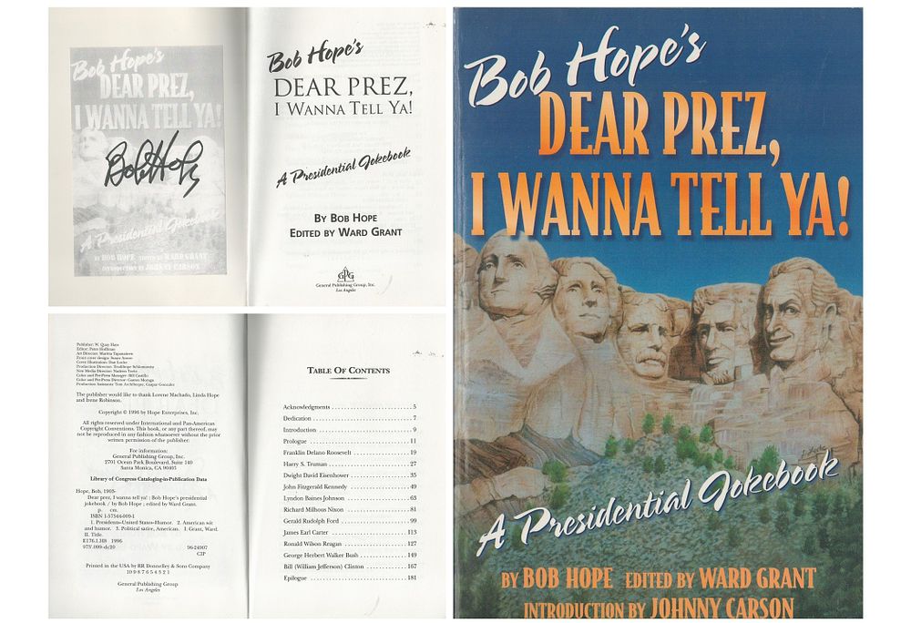 Lot 606: Bob Hope signed Dear Prez I wanna tell...