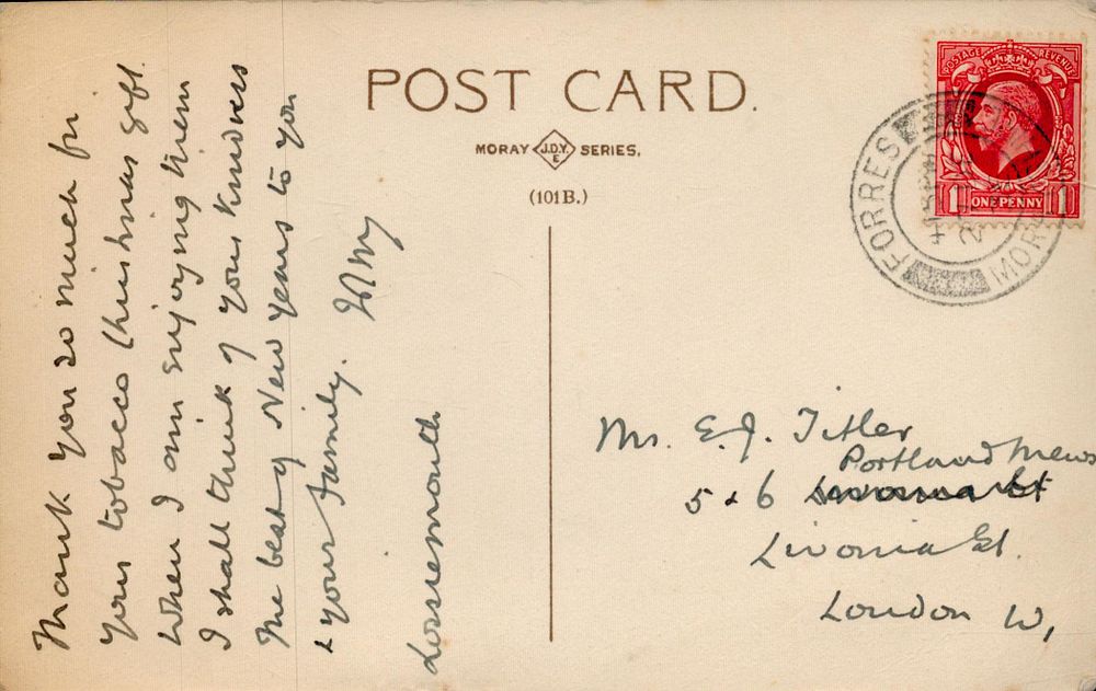 Lot 612: Ramsey MacDonald initialled 1955 Lossiemouth vintage post card....