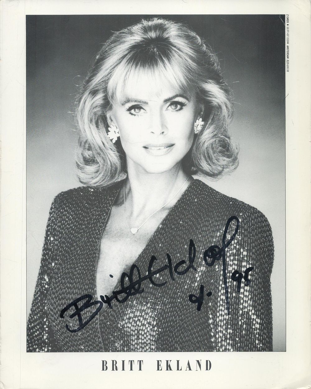 Lot 620: Britt Ekland signed 10x8inch black and white photo....
