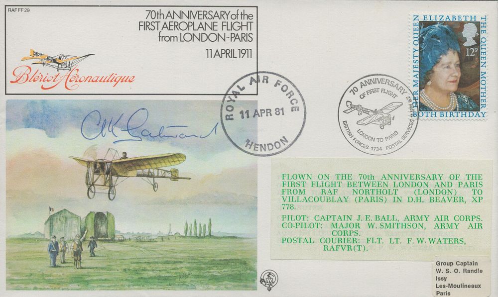 Lot 642: RAF FDC A. K. Gatward signed, Blériot Aéronautique...