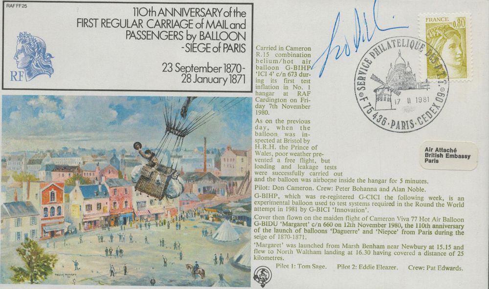 Lot 643: RAF FDC Leo Dickinson signed, 110 Anniversary of...