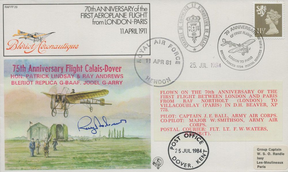 Lot 647: RAF FDC Ray Andrews signed, Blériot Aéronautique 70th...