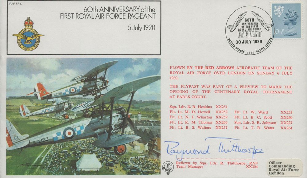 Lot 654: FDC Raymond Thilthorpe signed RAF Manager, 60th Anniversary...