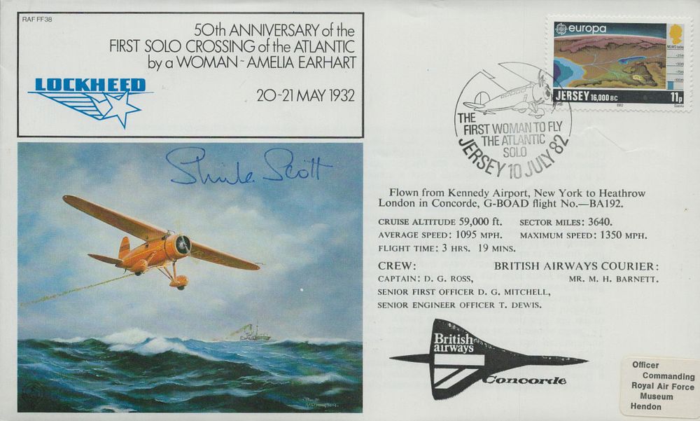 Lot 657: FDC Sheila Scott, OBE signed, Lockheed 50th Anniversary...