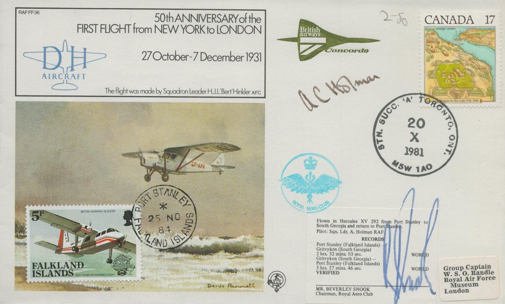 Lot 664: FDC Multi signed A. C. Holman Pilot sqn...