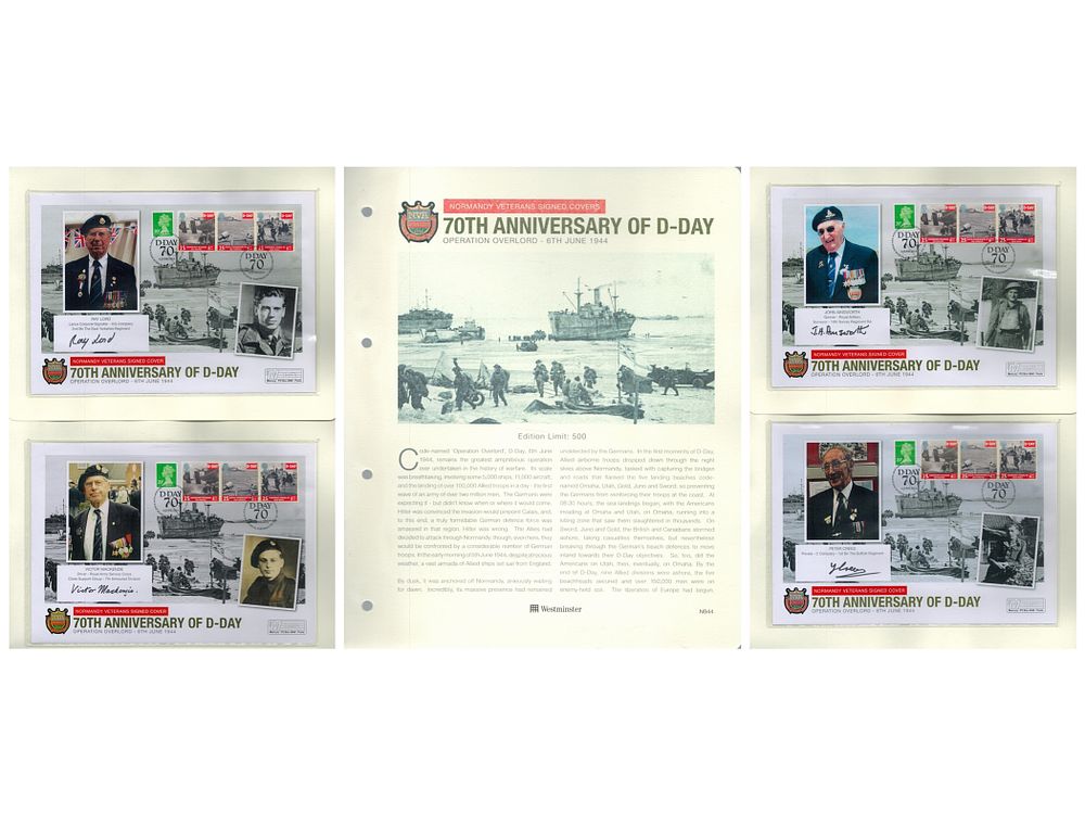 Lot 665: WW2. 12 Normandy Veterans Signed 70th Anniversary of...