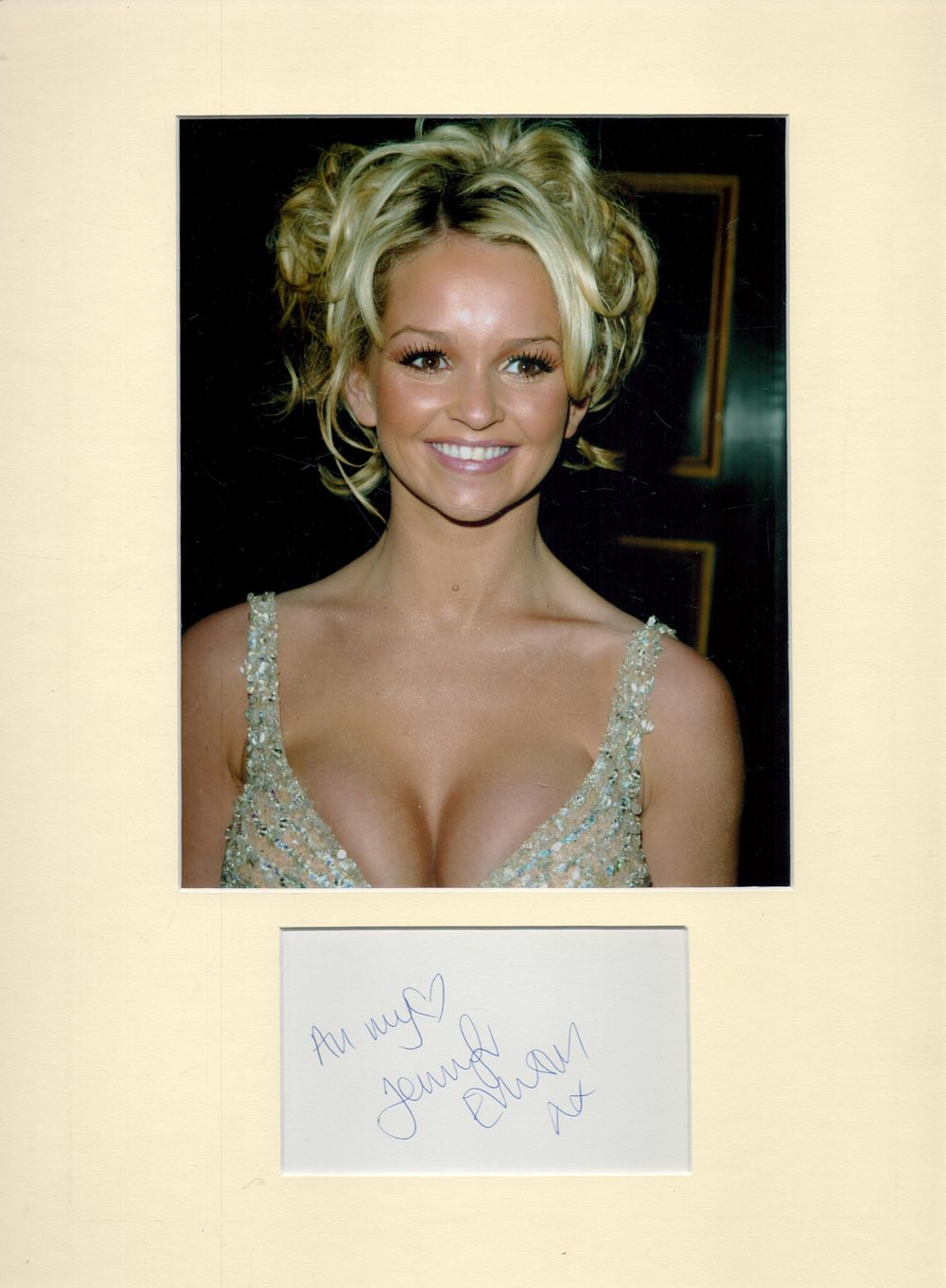 Lot 675: Jennifer Ellison signed signature card with colour photo,...