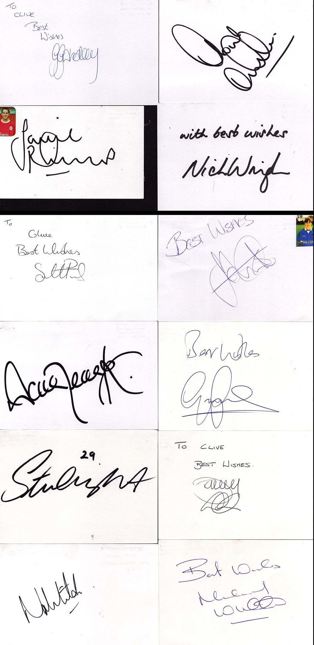 Lot 690: Collection of 12 Footballer signature white cards including...