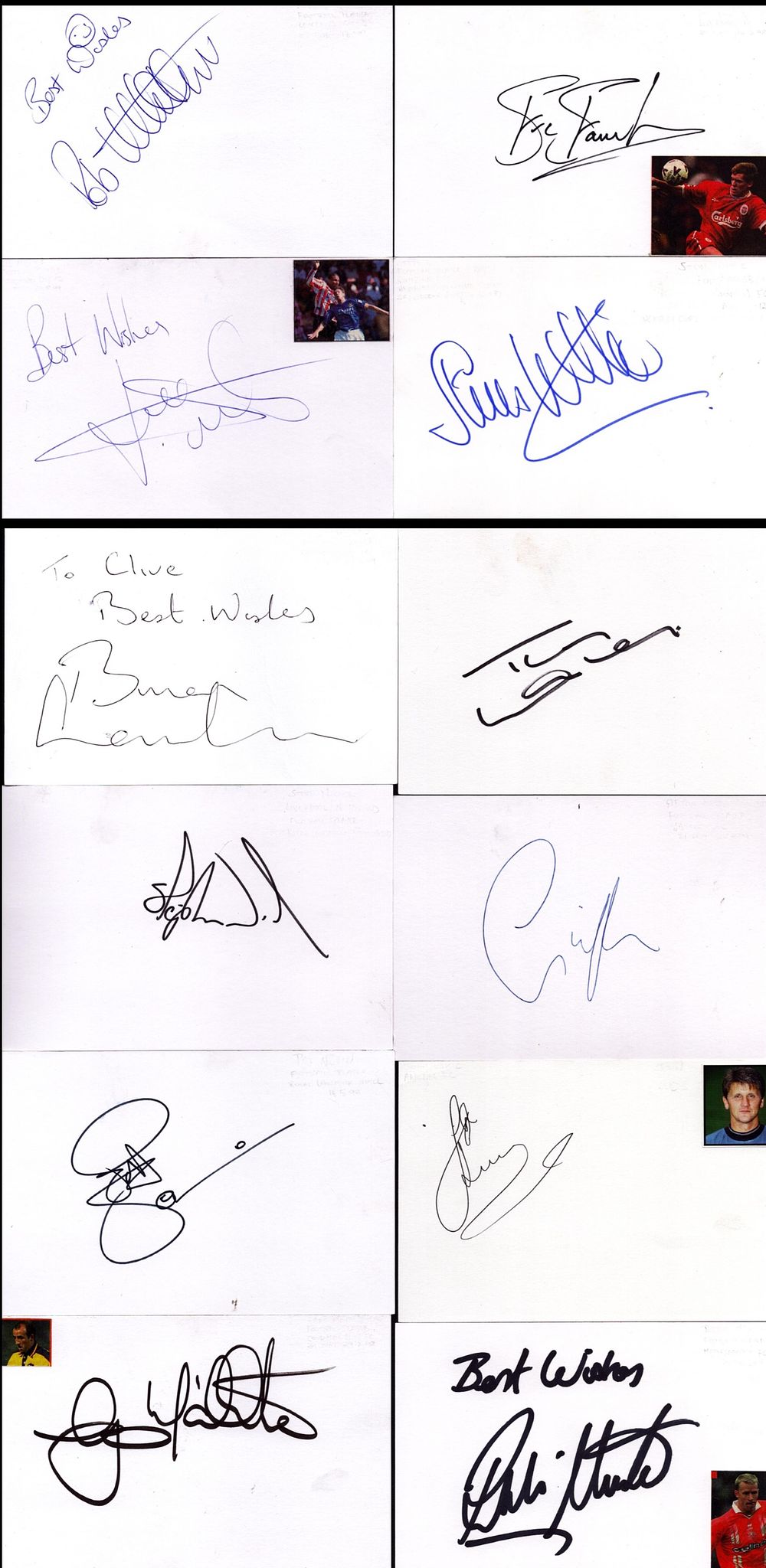 Lot 691: Collection of 12 Footballer signature white cards including...