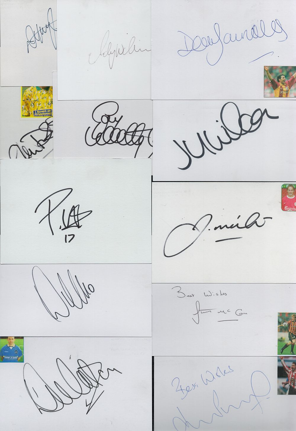 Lot 694: Collection of 12 Footballer signature white cards including...