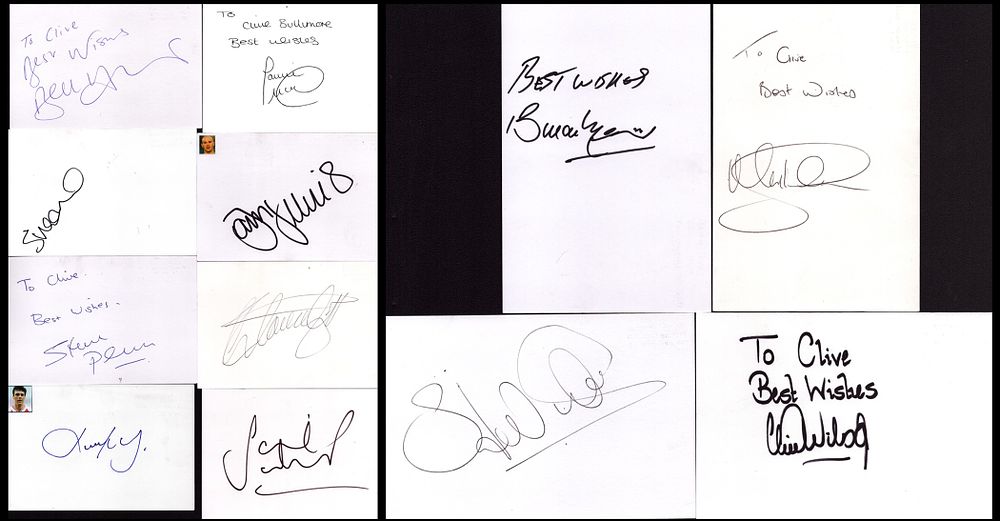 Lot 695: Collection of 12 Footballer signature white cards including...
