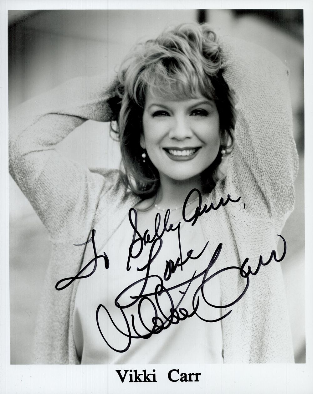 Lot 105: Vikki Carr signed 10x8 inch black and white...
