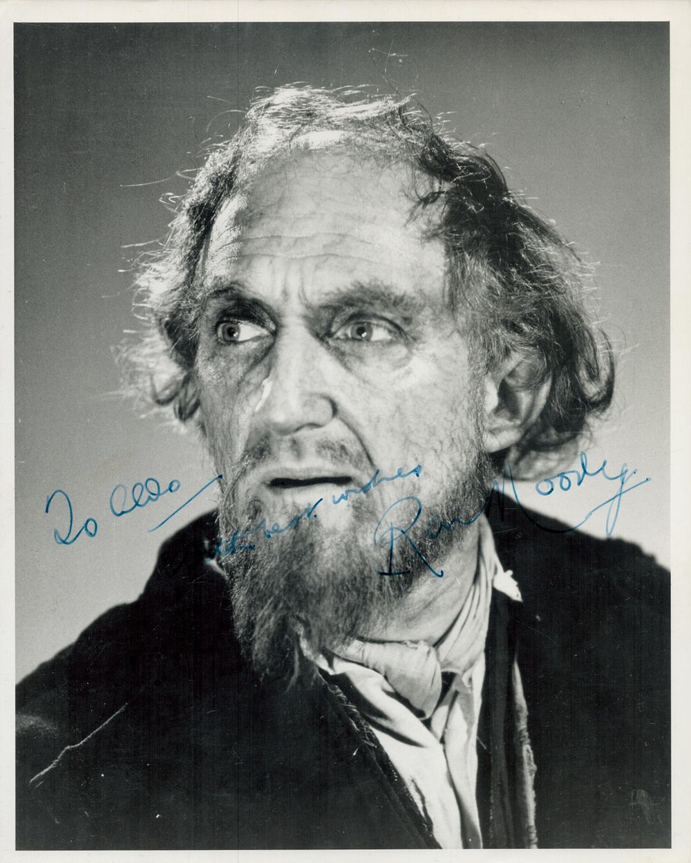 Lot 128: Ron Moody signed 10x8 inch black and white...