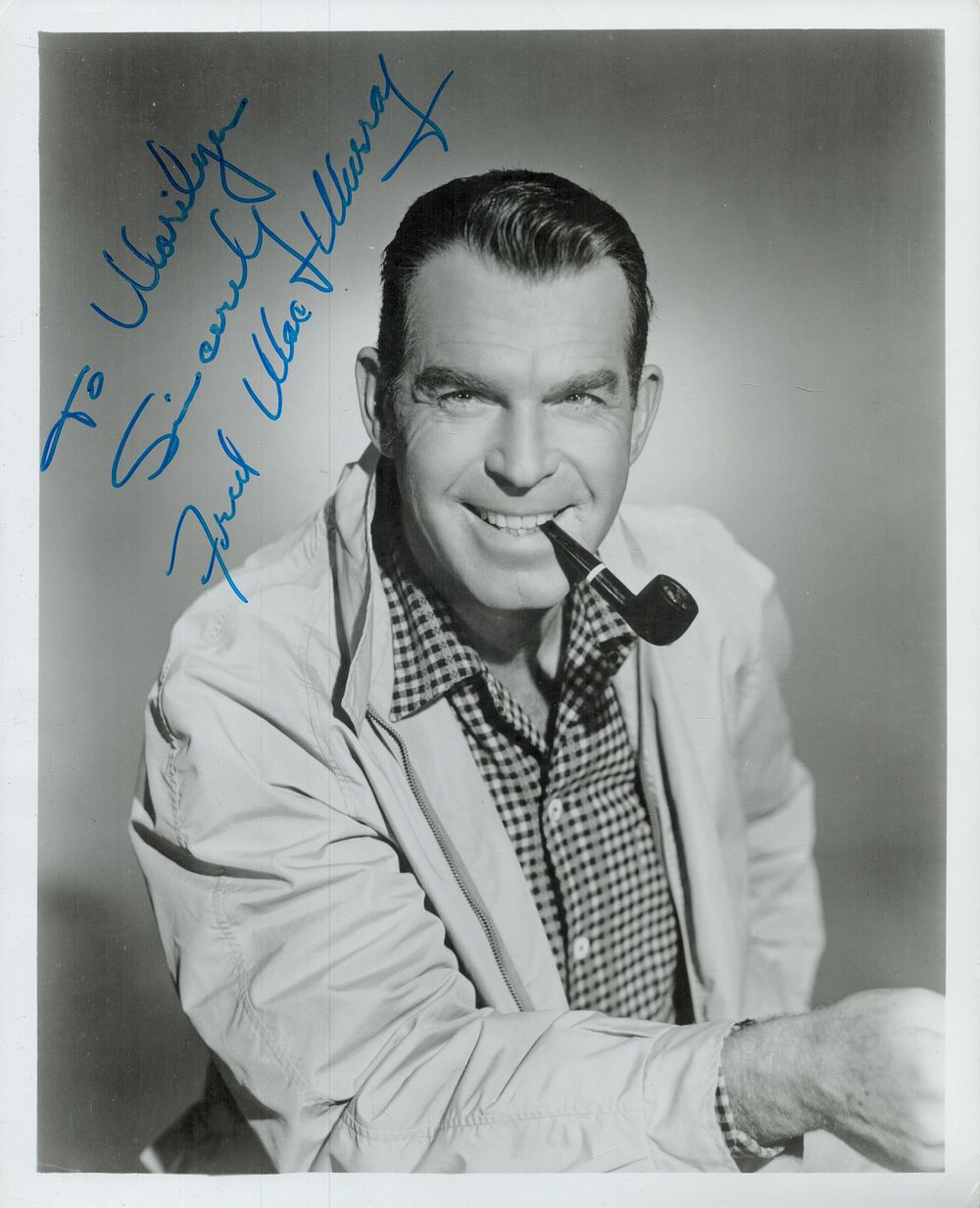 Lot 134: Fred MacMurray signed 10x8 inch black and white...