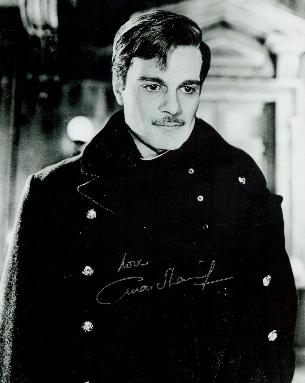 Lot 136: Omar Sharif signed 10x8 inch black and white...