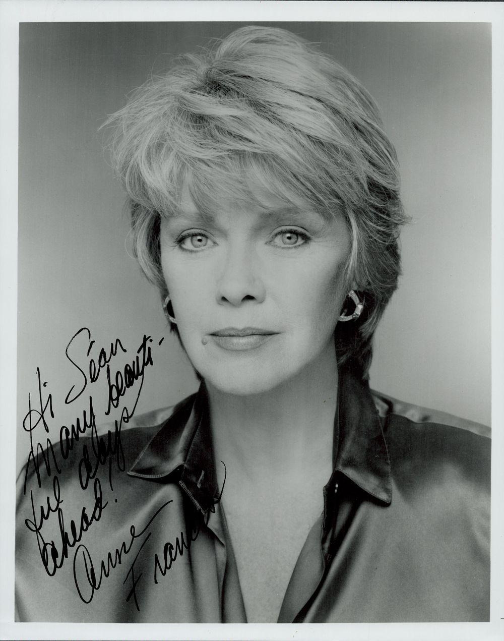 Lot 159: Anne Francis signed 10x8 inch colour photo dedicated....