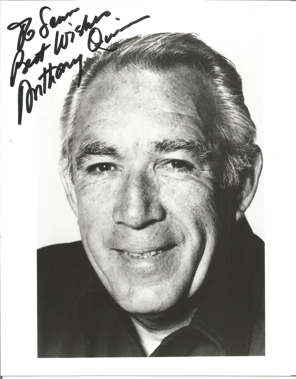 Lot 204: Anthony Quinn signed 12x8 inch black and white...