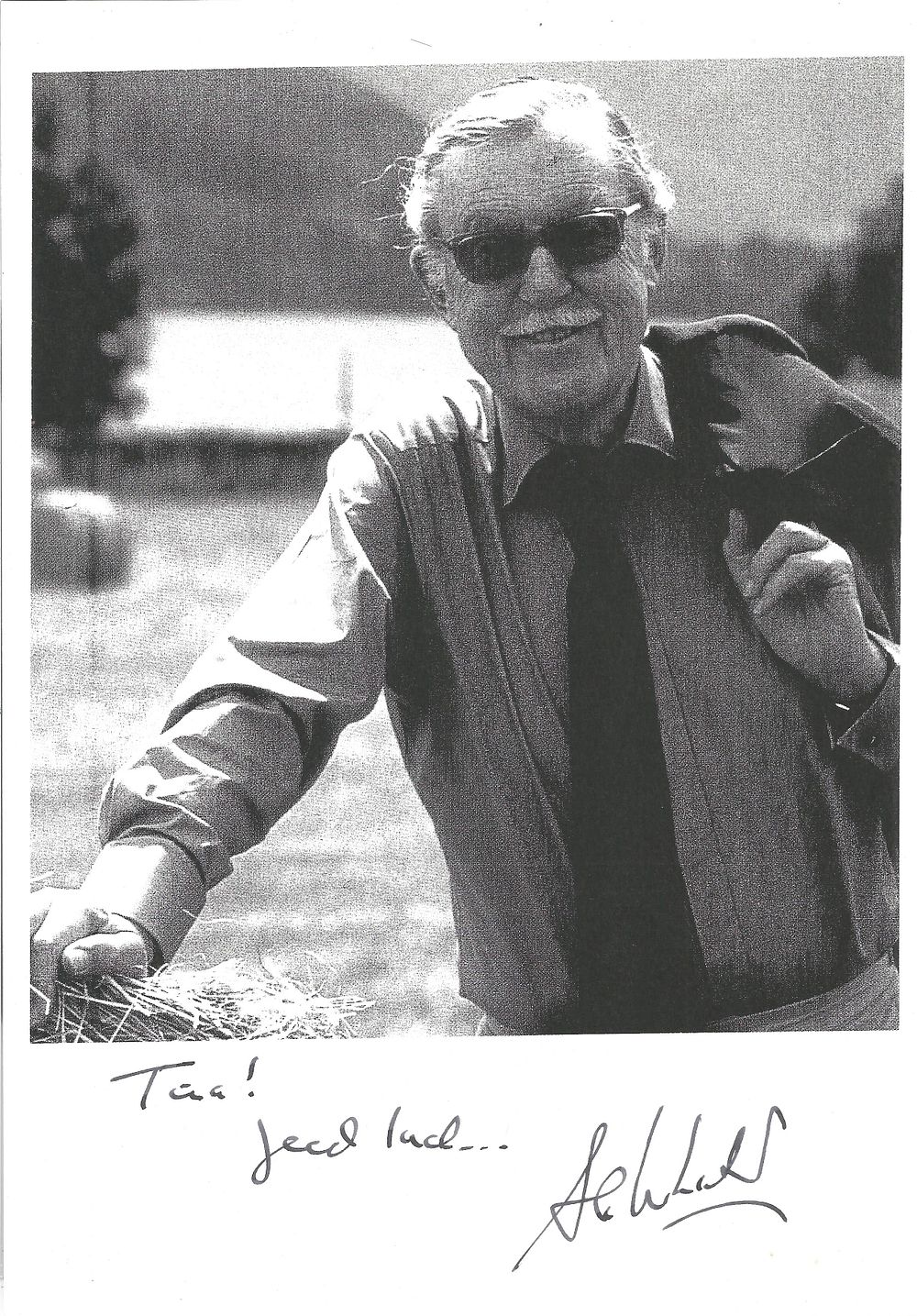 Lot 210: Alan Whicker signed 12x8 black and white photo....