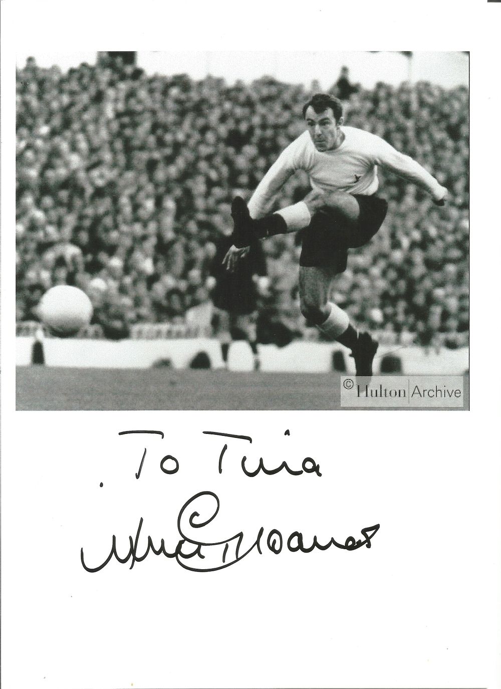 Lot 213: Jimmy Greaves signed 12x8 inch colour photo dedicated....